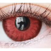 Olens Vampire Red — single-eye close-up showing the contact lens appearance