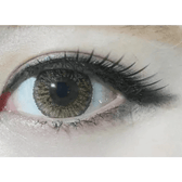 Olens W1 Brown — single-eye close-up showing the contact lens appearance