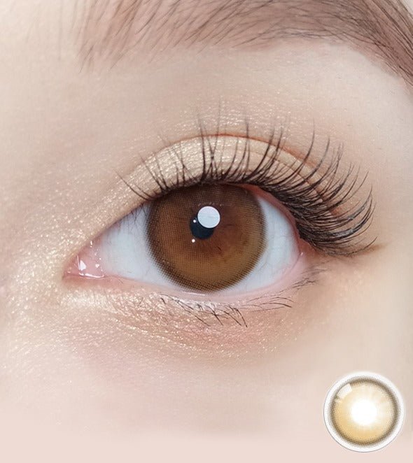 Olola Dahlia Brown colored contact lens, 13.2mm graphic diameter, 3-6 Months wear