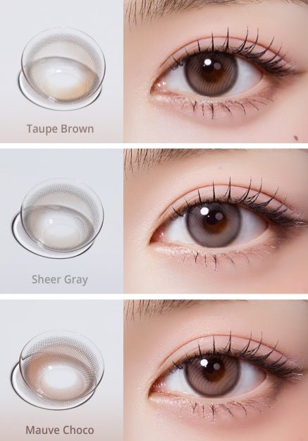 Olola Purity Shine Taupe Brown colored contact lens, 13.2mm graphic diameter, 3-6 Months wear