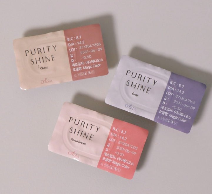 Olola Purity Shine Taupe Brown colored contact lens, 13.2mm graphic diameter, 3-6 Months wear