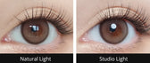 Olola Purity Shine Taupe Brown colored contact lens, 13.2mm graphic diameter, 3-6 Months wear