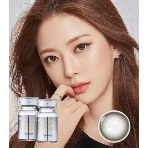 Olens Pearl Day Gold Black colored contact lens, 13.0mm graphic diameter, 3-6 Months wear