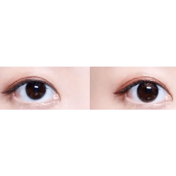 Olens Pearl Day Gold Black — both eyes wearing the contact lenses