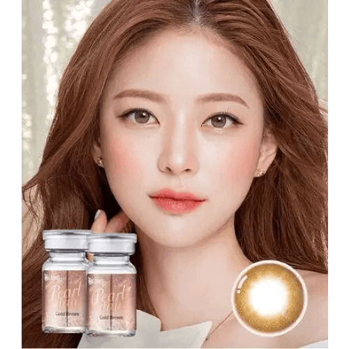 Olens Pearl Day Gold Brown colored contact lens, 13.0mm graphic diameter, 3-6 Months wear