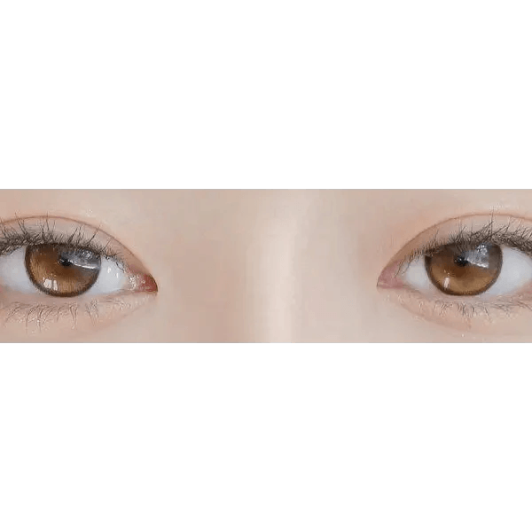 LensRang Planet 1Day Space Brown (5p) — both eyes wearing the contact lenses