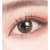 LensTown Pocopong Brown — single-eye close-up showing the contact lens appearance