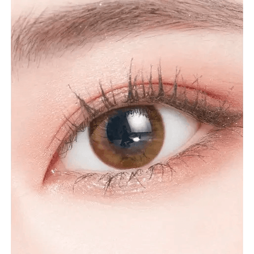 LensTown Pocopong Brown — single-eye close-up showing the contact lens appearance