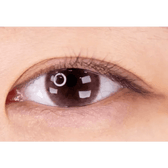 LensTown Pocopong Brown — single-eye close-up showing the contact lens appearance