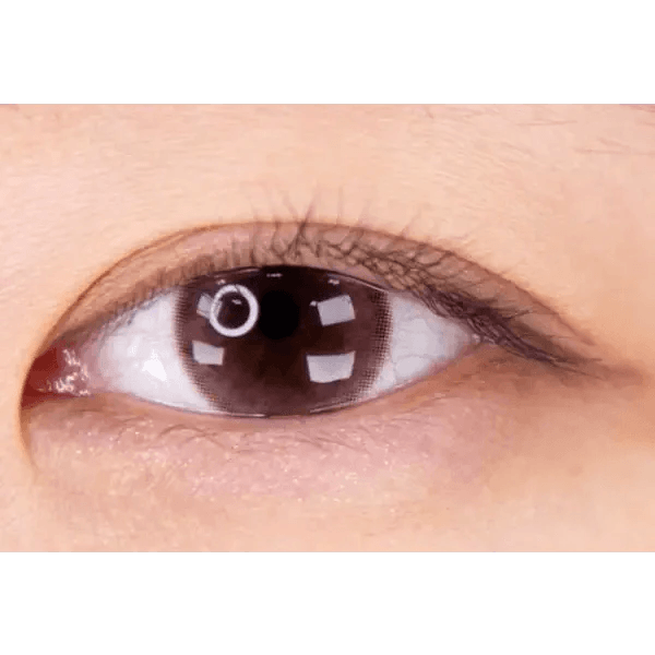 LensTown Pocopong Brown — single-eye close-up showing the contact lens appearance
