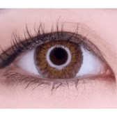 LensVery Poing Brown — single-eye close-up showing the contact lens appearance