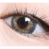 LensVery Poing Hazel Brown — single-eye close-up showing the contact lens appearance