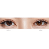 Olens Polla Brown — both eyes wearing the contact lenses