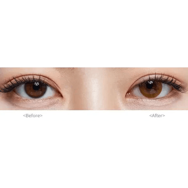 Olens Polla Brown — both eyes wearing the contact lenses