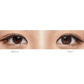 Olens Polla Choco — both eyes wearing the contact lenses