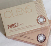 Olens Pure Teen Brown colored contact lens, 12.8mm graphic diameter, Monthly wear