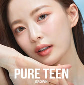 Olens Pure Teen Brown colored contact lens, 12.8mm graphic diameter, Monthly wear