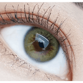 LensRang Real Khaki Green — single-eye close-up showing the contact lens appearance