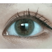 LensRang Real Khaki Green — single-eye close-up showing the contact lens appearance