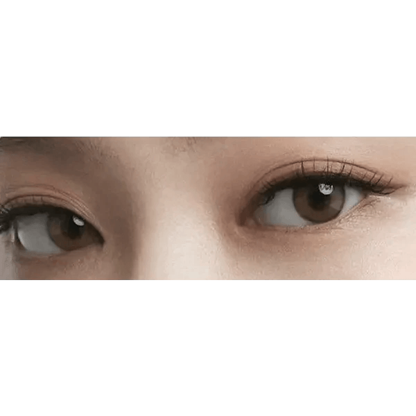 Olens Real Ring 1Day Brown (20p) — both eyes wearing the contact lenses