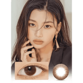 LensVery Rich Ann Cafe Choco (6p) — model portrait showing the contact lens look