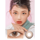 LensVery Rich Ann Indie Brown (6p) — model portrait showing the contact lens look