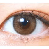 LensVery Rich Ann Indie Brown (6p) — single-eye close-up showing the contact lens appearance