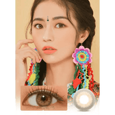 LensVery Rich Ann Mellow Brown (6p) — model portrait showing the contact lens look