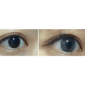 LensVery Rich Ann Mellow Gray (6p) — both eyes wearing the contact lenses