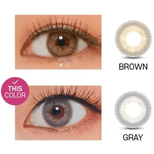 LensVery Rich Ann Mellow Gray (6p) — contact lens appearance comparison
