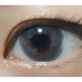 LensVery Rich Ann Mellow Gray (6p) — single-eye close-up showing the contact lens appearance