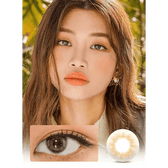 LensVery Rich Ann Natural Brown (6p) — model portrait showing the contact lens look