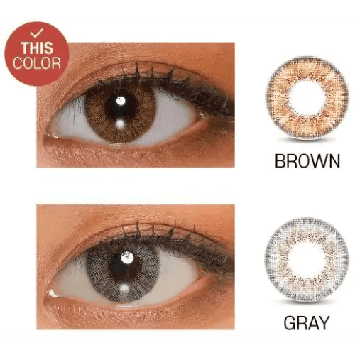 LensVery Rich Ann Shine Brown (6p) — contact lens appearance comparison