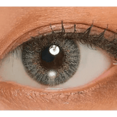 LensVery Rich Ann Shine Gray (6p) — single-eye close-up showing the contact lens appearance