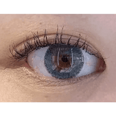 Olens Rich Blue — single-eye close-up showing the contact lens appearance