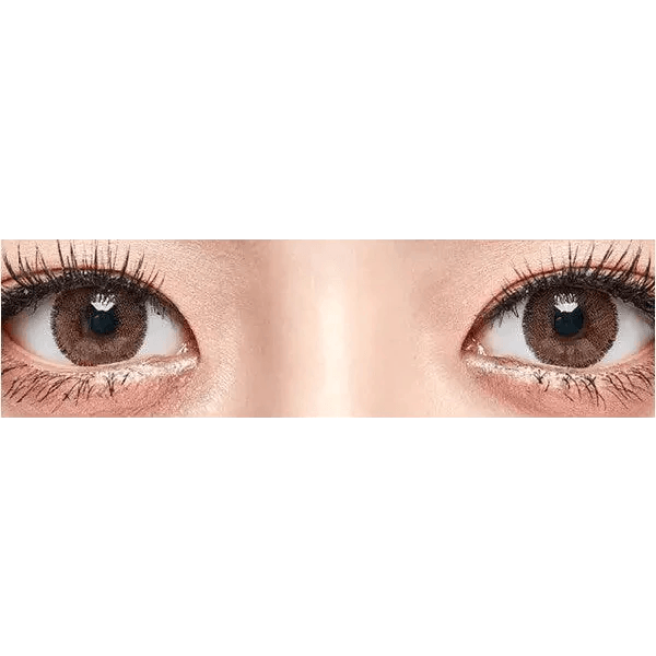 Olens Rich Brown — both eyes wearing the contact lenses