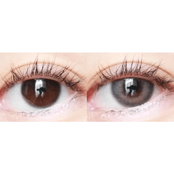 LensTown Romantea London 1Day Gray (10p) — both eyes wearing the contact lenses