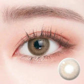 LensTown Romantea London Brown — single-eye close-up showing the contact lens appearance