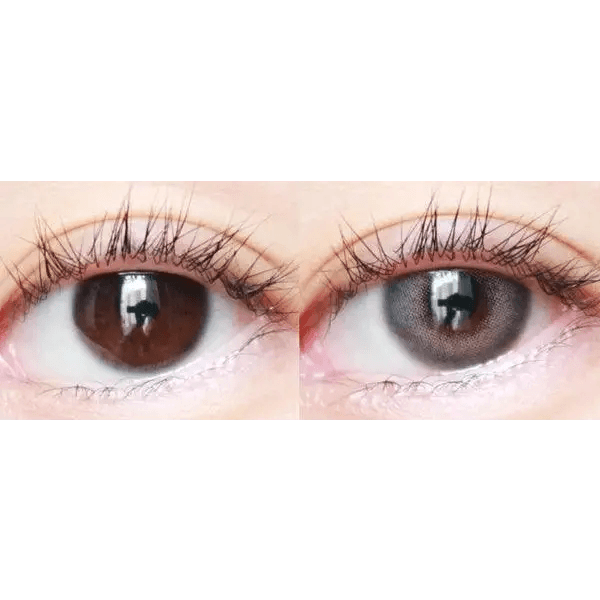 LensTown Romantea London Gray — both eyes wearing the contact lenses