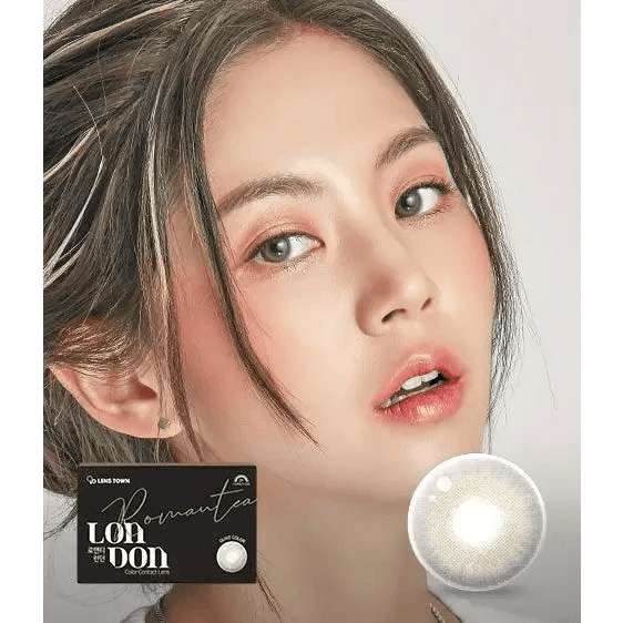 LensTown Romantea London Olive Green colored contact lens, 13.3mm graphic diameter, Monthly wear