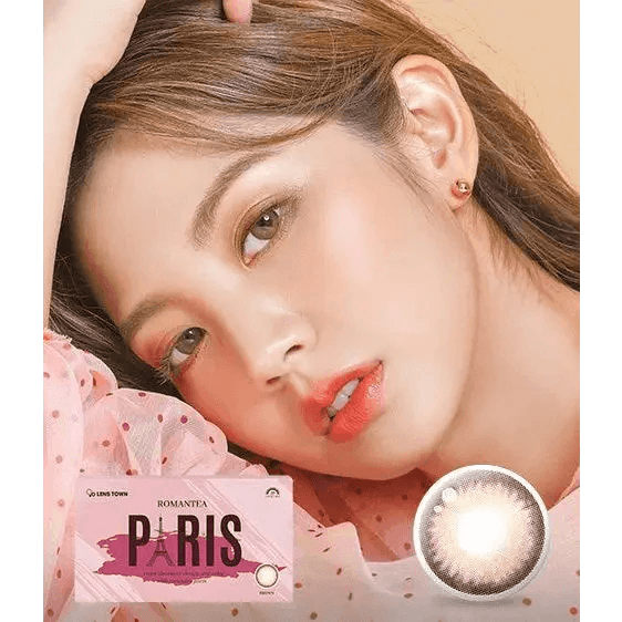 LensTown Romantea Paris Pink Brown colored contact lens, 13.3mm graphic diameter, Monthly wear