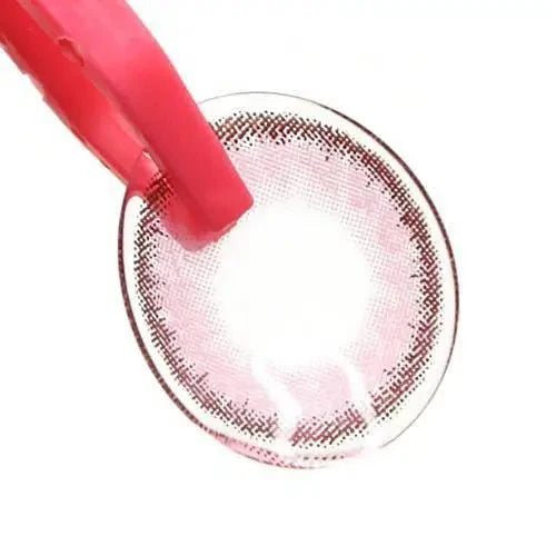 LensTown Romantea Rome Pink — contact lens held with tweezers