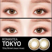 LensTown Romantea Tokyo Brown Party1 (Hazel 10p+Khaki 10p) — contact lens product information graphic