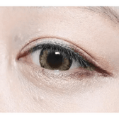 LensTown Romantea Tokyo Grande Khaki Brown — single-eye close-up showing the contact lens appearance