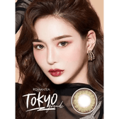 LensTown Romantea Tokyo Grande Khaki Brown — model portrait showing the contact lens look