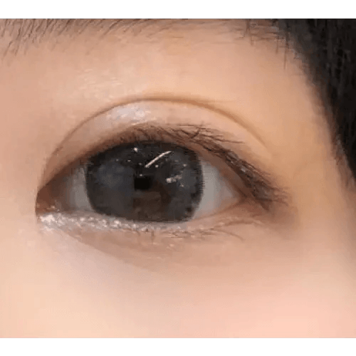 LensTown Romantea Tokyo Grande Warm Gray — single-eye close-up showing the contact lens appearance