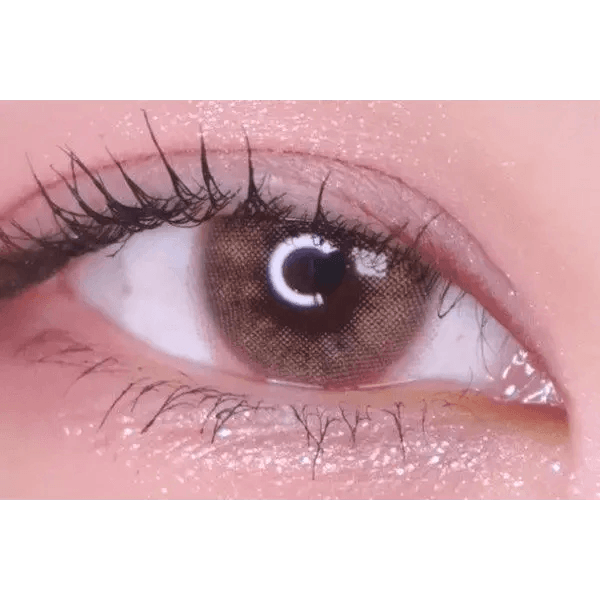 LensTown Romantea Venice Brown — single-eye close-up showing the contact lens appearance