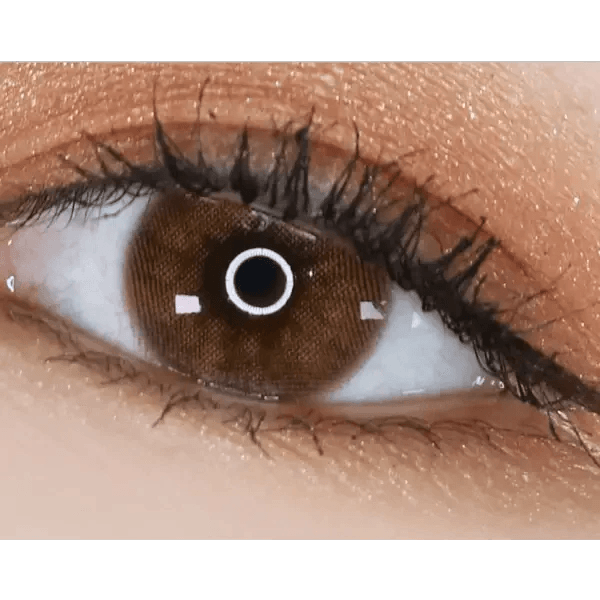 LensTown Romantea Venice Brown — single-eye close-up showing the contact lens appearance