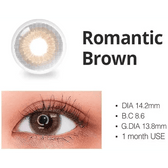 LensRang Romantic Brown — contact lens product information graphic