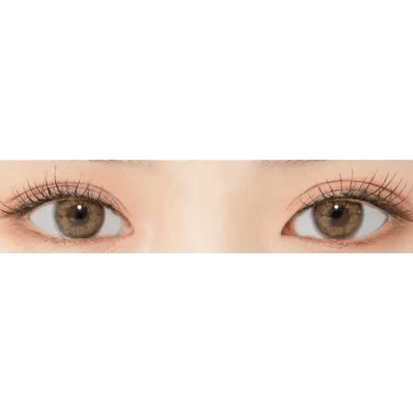 LensRang Romantic Brown — both eyes wearing the contact lenses